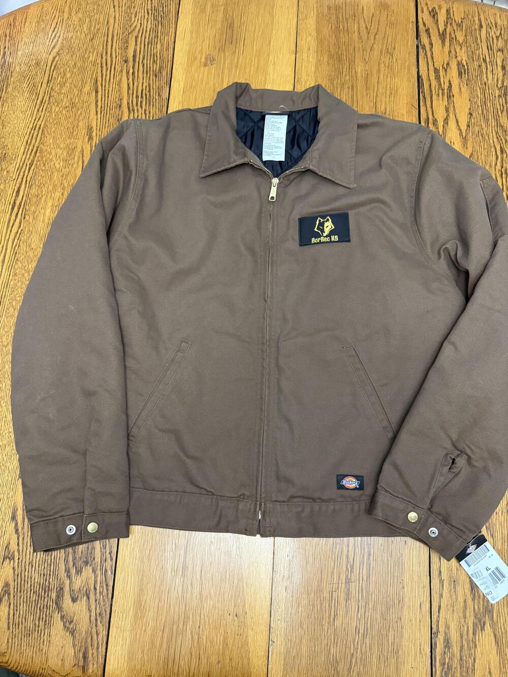 Dickies Jacket Mens XL Brown BorRec K9 Workwear Canvas Full Zip Patch New